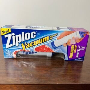 Ziploc Vacuum Starter Kit Manual Pump and 3 Quart Freezer Bags 2007 New in Box